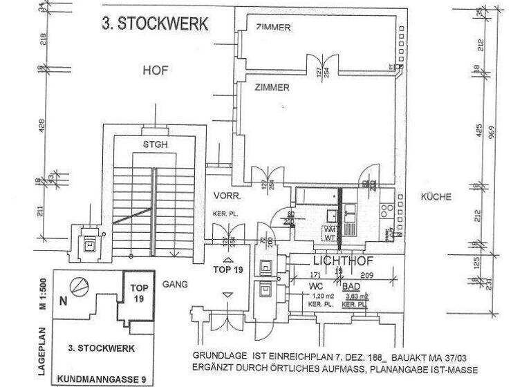 Wohnung zur Miete 900 € 2 Zimmer 56 m² 3. Geschoss frei ab 15.04.2026 Wien 1030