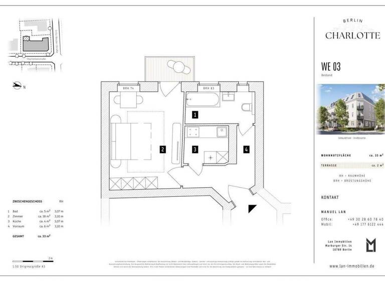 Studio zum Kauf 159.000 € 1 Zimmer 34,5 m² 1. Geschoss frei ab sofort Niederschönhausen Berlin 13156