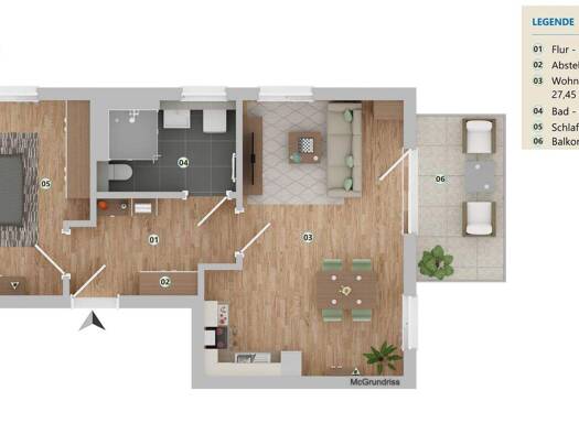 Wohnung zur Miete 736 € 2 Zimmer 58,9 m² 2. Geschoss Zur Steilküste 8 Andershof Stralsund 18439