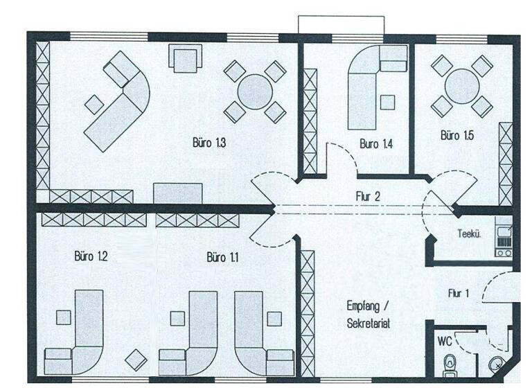 Bürogebäude zur Miete 7,80 € 108 m² Bürofläche Weimarer Straße 24 Siebleben Gotha 99867