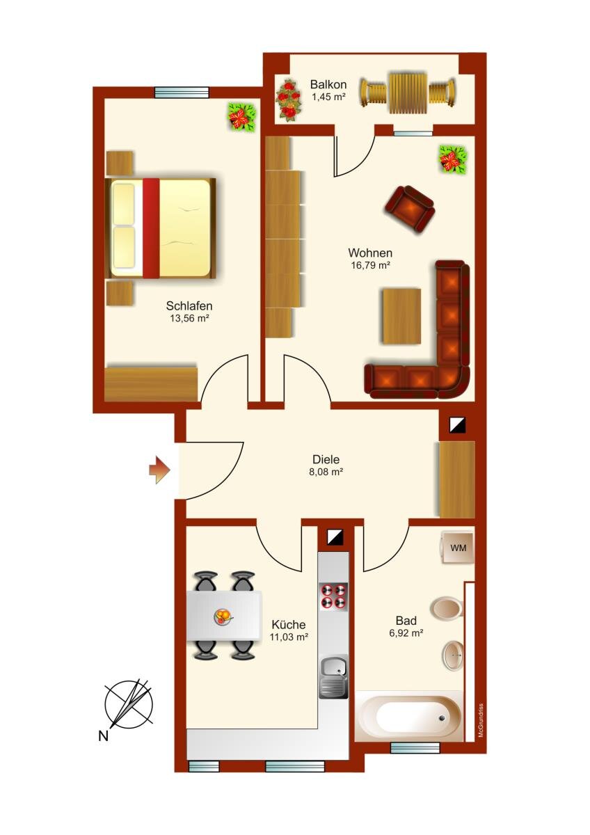 Wohnung zum Kauf 150.000 € 2 Zimmer 57,8 m²<br/>Wohnfläche 1.<br/>Geschoss ab sofort<br/>Verfügbarkeit Neugruna (Polenzstr.) Dresden 01277