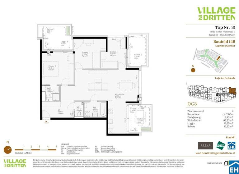 Wohnung zum Kauf - Erstbezug 799.000 € 4 Zimmer 96,2 m² 3. Geschoss Hilde-Güden-Promenade 11 Wien 1030