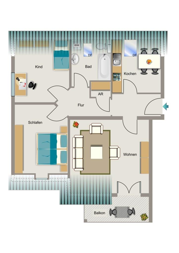 Wohnung zur Miete 621 € 3,5 Zimmer 70,5 m²<br/>Wohnfläche 2.<br/>Geschoss Albert-Altwicker-Straße 8C Utfort Moers 47445