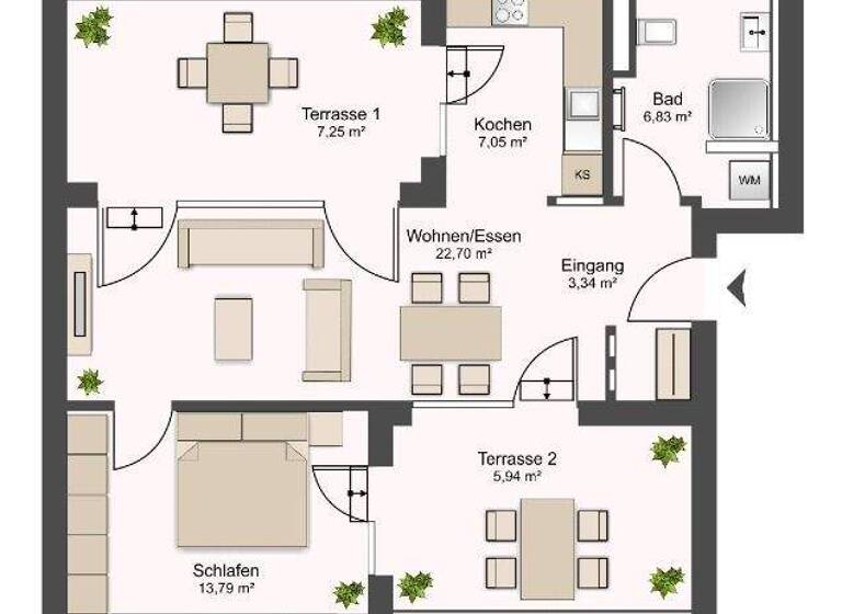 Penthouse zum Kauf 278.000 € 2 Zimmer 67 m² 3. Geschoss Käfertal Mannheim 68309