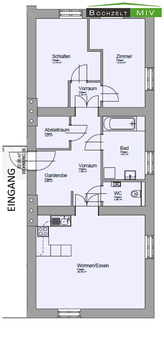 Wohnung zur Miete 610 € 3 Zimmer 82,9 m²<br/>Wohnfläche 1.<br/>Geschoss Knittelfeld 8720