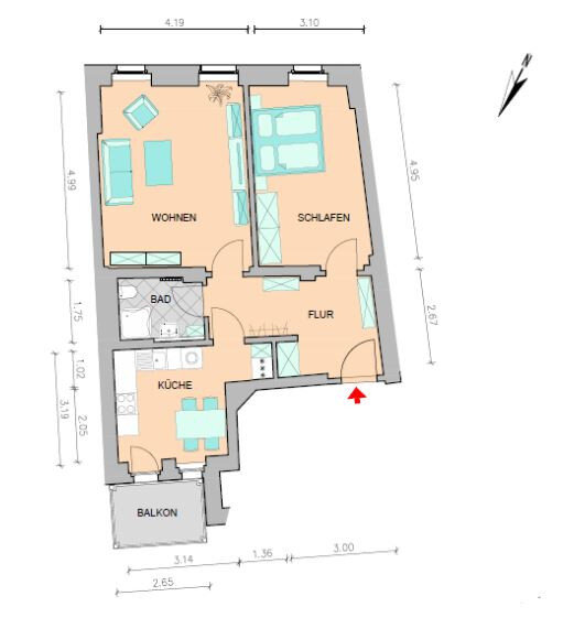 Wohnung zur Miete 637 € 2 Zimmer 67 m²<br/>Wohnfläche 2.<br/>Geschoss Fährmannstraße 5 Meißen Meißen 01662