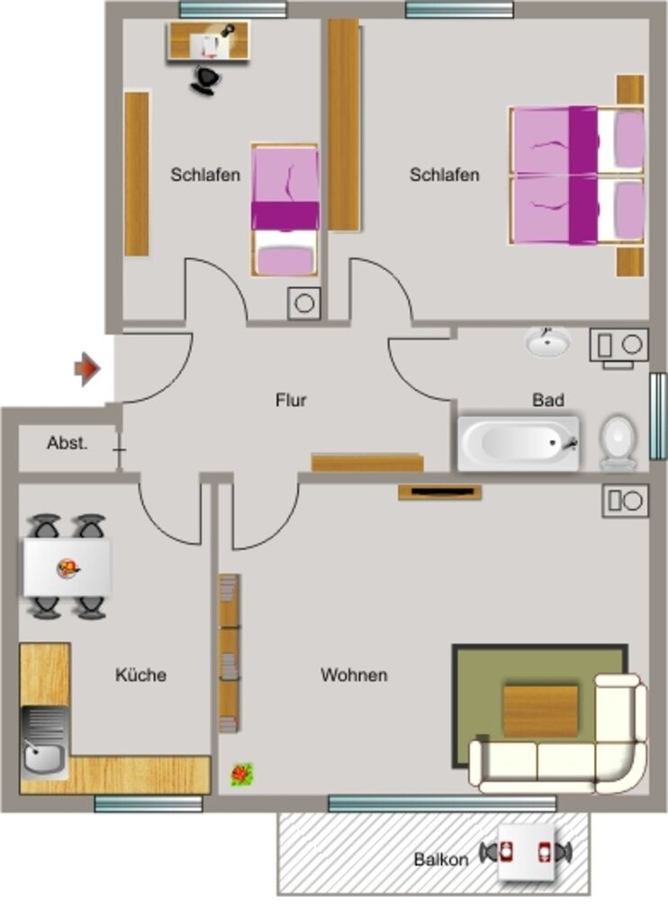 Wohnung zur Miete 445 € 3,5 Zimmer 63,5 m²<br/>Wohnfläche 3.<br/>Geschoss Ricarda-Huch-Straße 29 Hüls - Süd Marl 45772