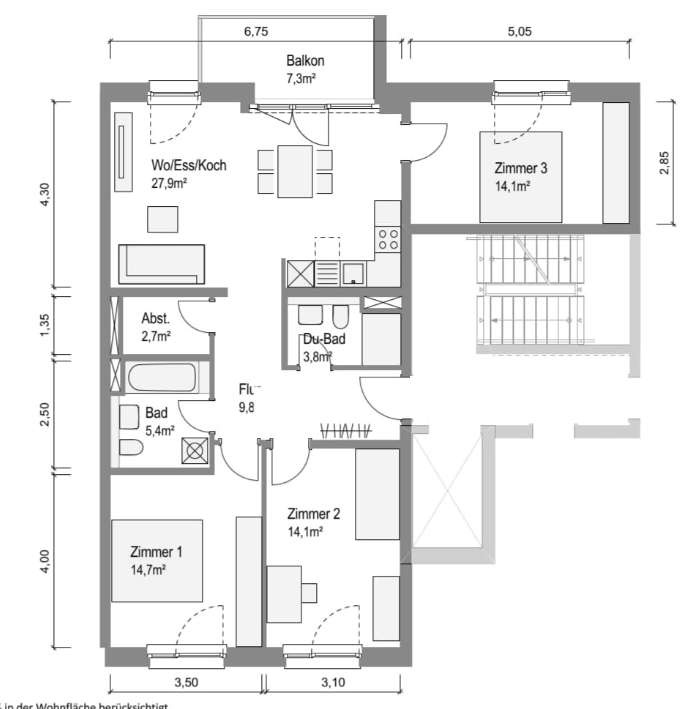 Wohnung zur Miete 1.242 € 4 Zimmer 96,2 m²<br/>Wohnfläche 1.<br/>Geschoss ab sofort<br/>Verfügbarkeit Rosa-Kempf-Straße 12 Kasernen West Bamberg 96052