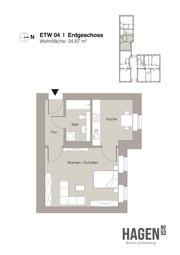 Wohnung zum Kauf provisionsfrei 195.000 € 1 Zimmer 35 m²<br/>Wohnfläche EG<br/>Geschoss Lichtenberg Berlin 10365