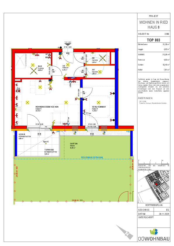 Wohnung zur Miete 642 € 2 Zimmer 51,4 m²<br/>Wohnfläche EG<br/>Geschoss Berta-Brader-Weg Ried im Innkreis 4910