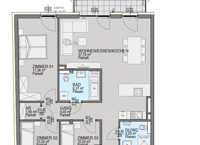 Wohnung zum Kauf - Erstbezug 454.900 € 4 Zimmer 101,8 m² 2. Geschoss Straßgang Graz 8054