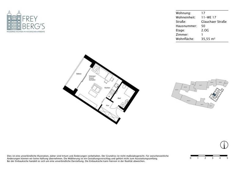 Studio zur Miete - Erstbezug 500 € 1 Zimmer 35,6 m² 2. Geschoss frei ab sofort Glauchaer Straße 50 Innenstadt Halle ( Saale) 06110