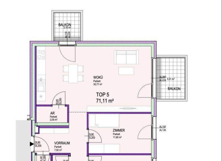 Wohnung zum Kauf - Erstbezug 377.000 € 3 Zimmer 71,1 m² 1. Geschoss Kirchenplatz Groß-Enzersdorf 2301