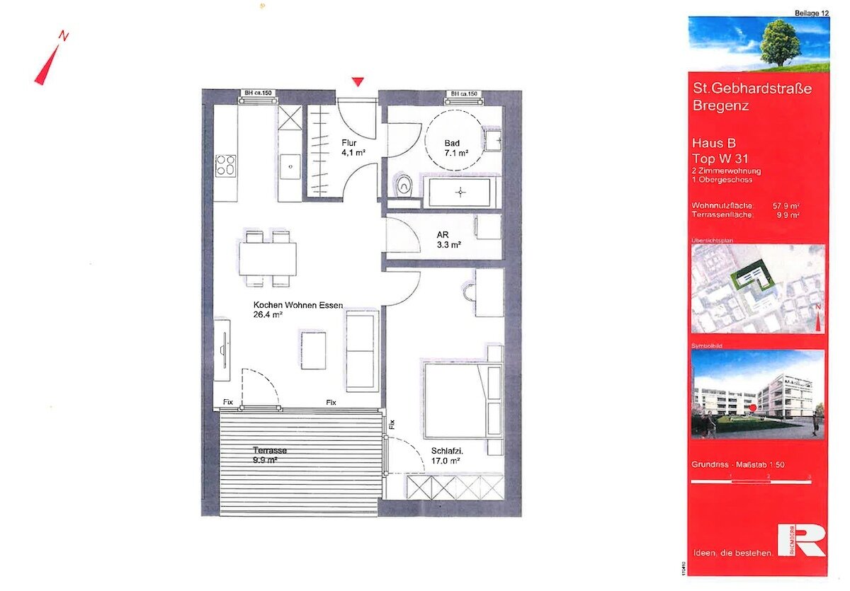 Wohnung zum Kauf 385.000 € 2 Zimmer 58 m²<br/>Wohnfläche 01.04.2025<br/>Verfügbarkeit Bregenz 6900