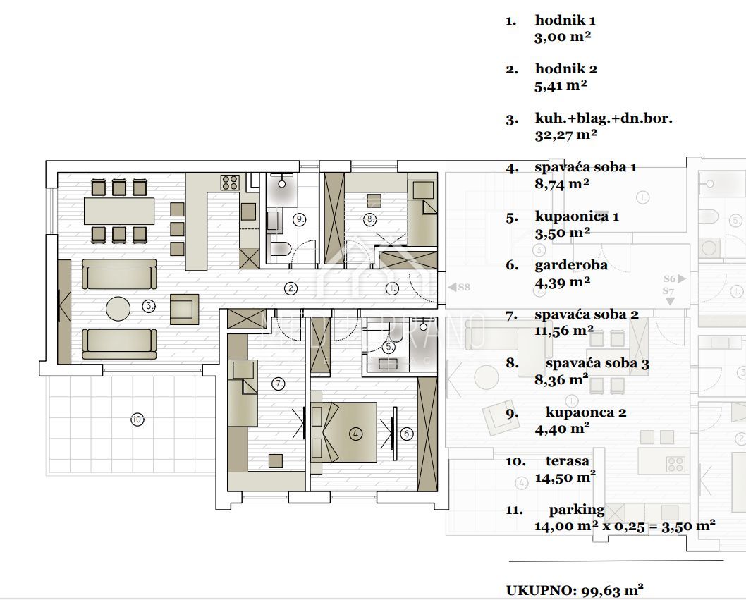 Wohnung zum Kauf 240.000 € 4 Zimmer 99 m²<br/>Wohnfläche 2.<br/>Geschoss Vodice center 22211