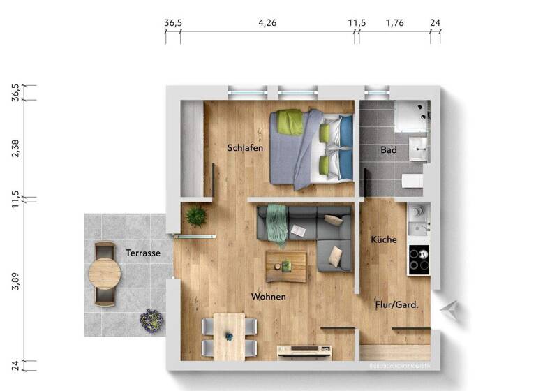 Wohnung zum Kauf 151.000 € 2 Zimmer 40,5 m² Bad Abbach 93077