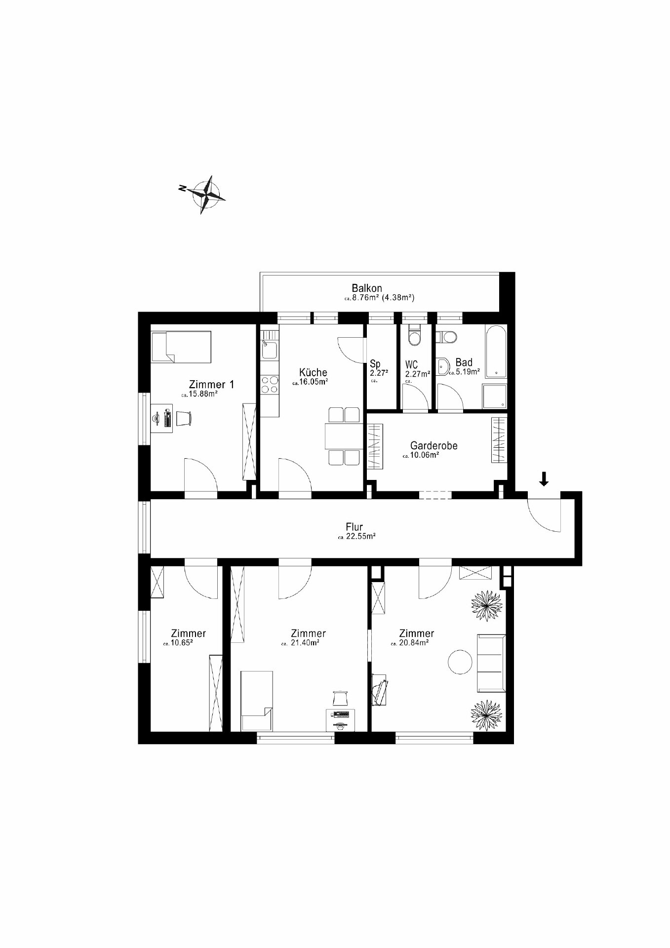 Wohnung zum Kauf provisionsfrei 1.050.000 € 4 Zimmer 131,6 m²<br/>Wohnfläche 1.<br/>Geschoss Westend München 80339