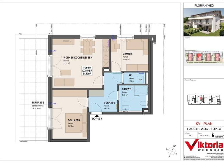 Wohnung zum Kauf - Erstbezug 368.000 € 3 Zimmer 61,8 m² 2. Geschoss Bergheim 5101