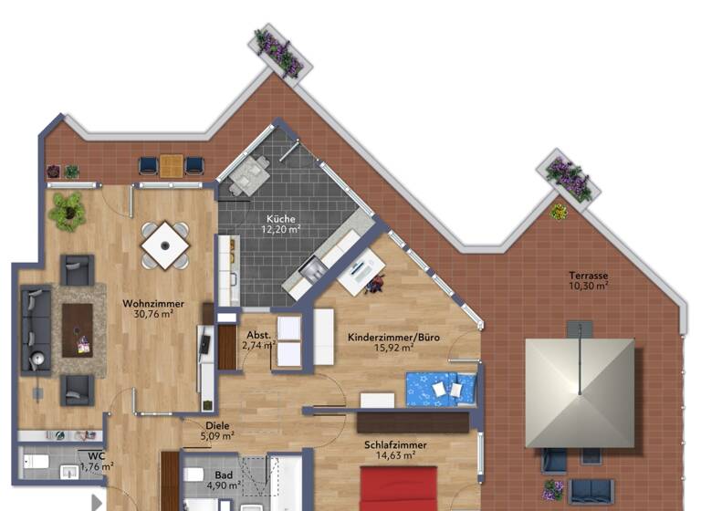 Penthouse zum Kauf 415.000 € 3 Zimmer 122 m²<br/>Wohnfläche 6.<br/>Geschoss Bockum Krefeld / Bockum 47800