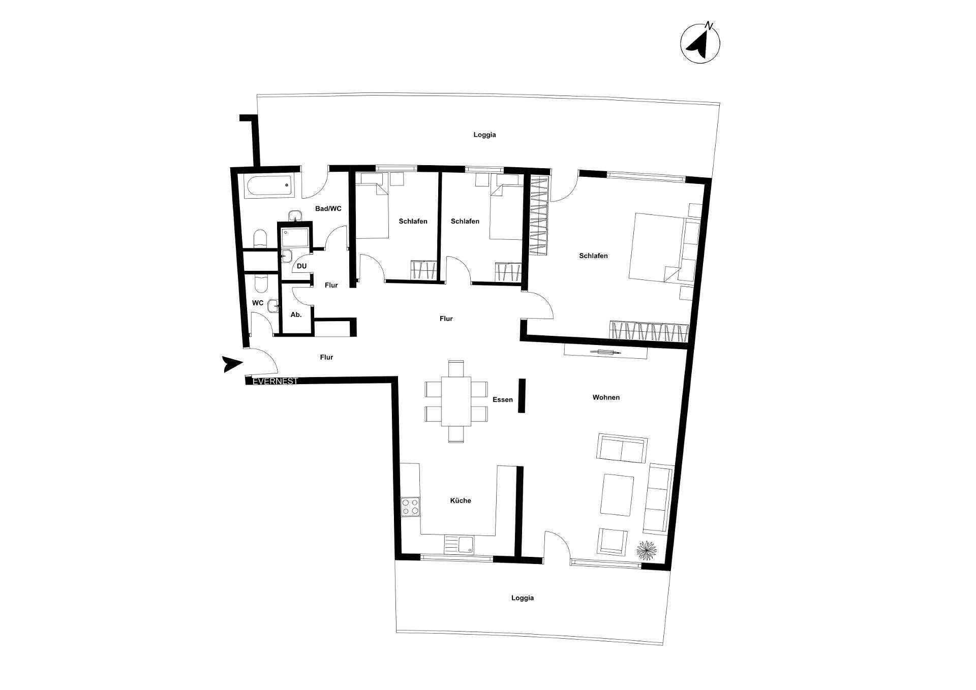 Wohnung zum Kauf 525.000 € 5 Zimmer 141 m²<br/>Wohnfläche 1.<br/>Geschoss Sachsenhausen Frankfurt am Main 60598