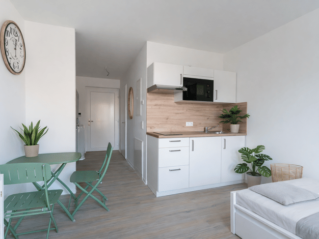 Studio zur Miete - Erstbezug 388 € 1 Zimmer 22,2 m² 4. Geschoss frei ab sofort Hansastraße 22 Alte Neustadt Magdeburg 39106