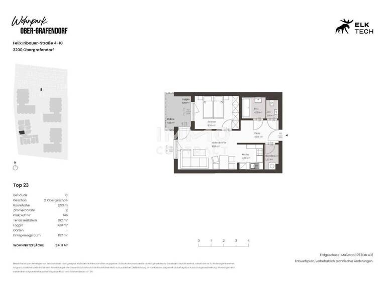Wohnung zum Kauf - Erstbezug provisionsfrei 182.044 € 2 Zimmer 2. Geschoss Ober-Grafendorf 3200