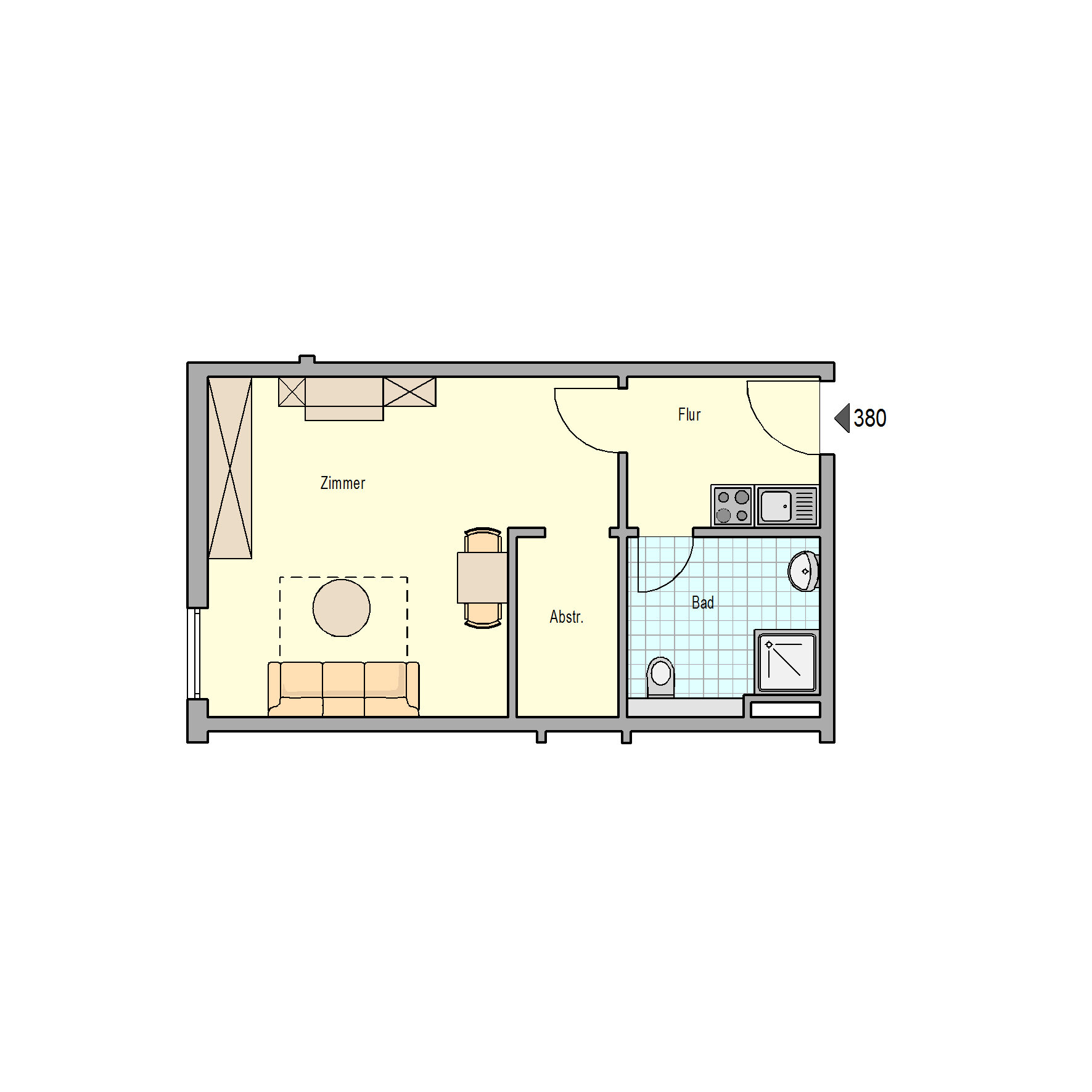 Wohnung zur Miete 420 € 1 Zimmer 39,2 m²<br/>Wohnfläche 4.<br/>Geschoss 01.01.2025<br/>Verfügbarkeit Neu-Kürenz 2 Trier 54295