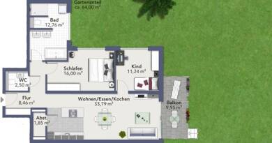 Wohnung zum Kauf - Neubau provisionsfrei 476.900 € 3 Zimmer 91,6 m² EG Am Simontalgraben 23 Langenau Langenau 89129