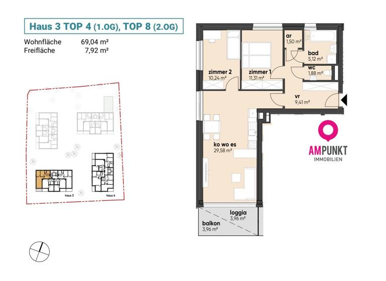 Wohnung zur Miete - Erstbezug 516 € 3 Zimmer 69 m² 1. Geschoss Schalchen 5231