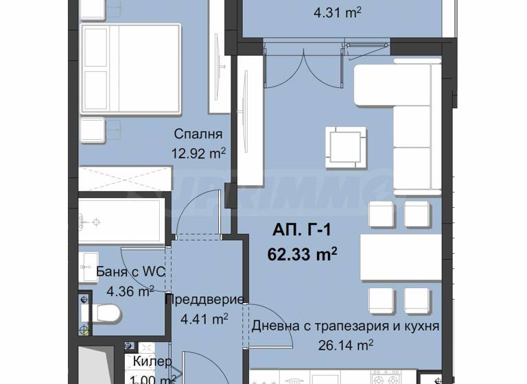Studio zum Kauf 93.951 € 2 Zimmer 72,3 m² Plovdiv