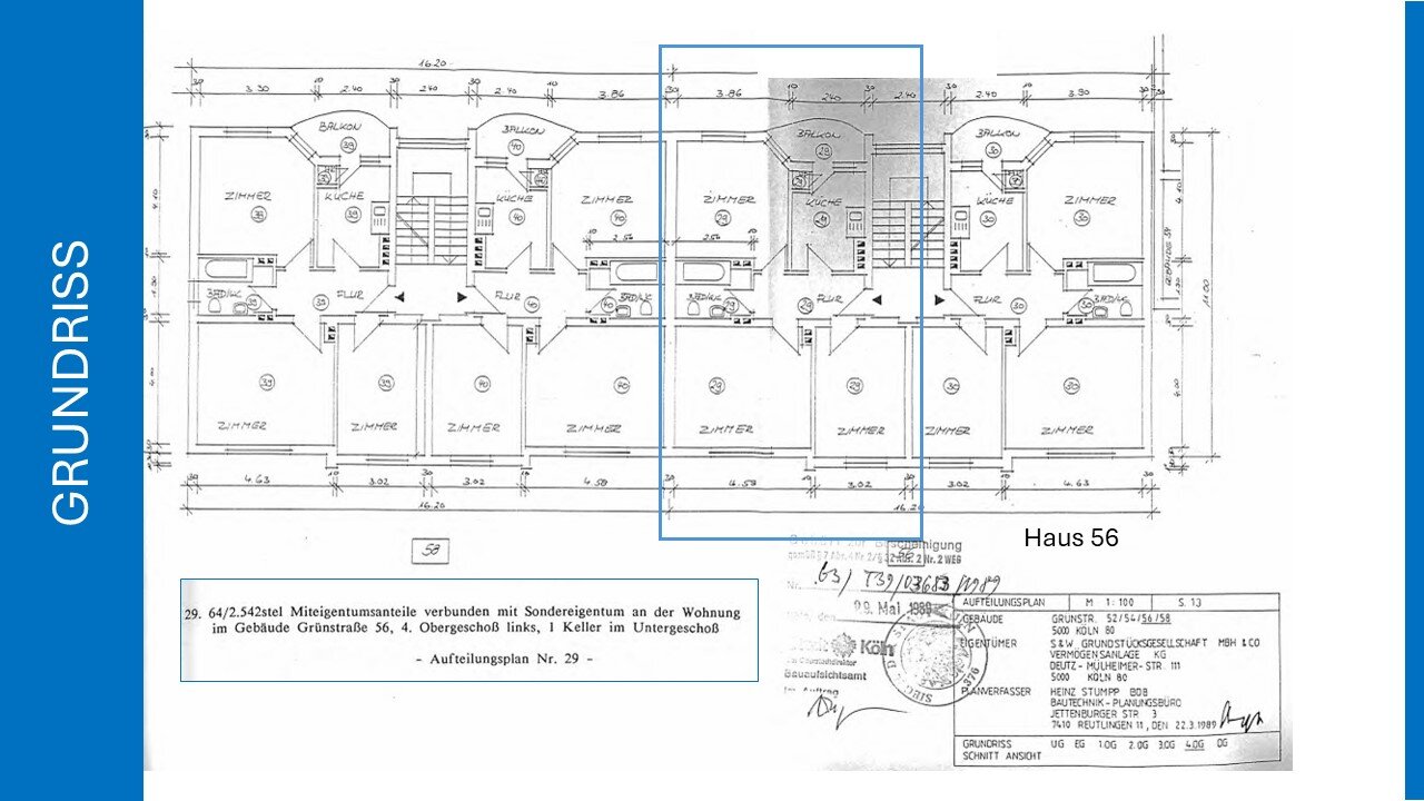 Wohnung zum Kauf 235.000 € 3 Zimmer 64 m²<br/>Wohnfläche 4.<br/>Geschoss ab sofort<br/>Verfügbarkeit Grünstraße 56 Mülheim Köln 51063