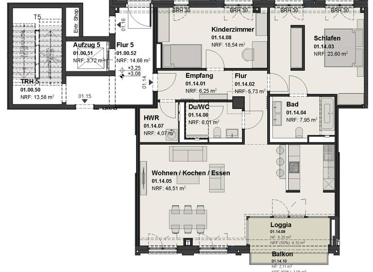 Wohnung zum Kauf - Neubau 997.000 € 3 Zimmer 125,8 m² 1. Geschoss Düsseltal Düsseldorf 40239