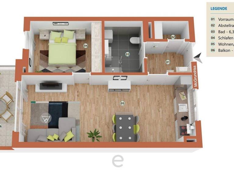 Wohnung zum Kauf 328.900 € 2 Zimmer 56,8 m² 1. Geschoss Vogelweiderstraße 47 Wels 4600
