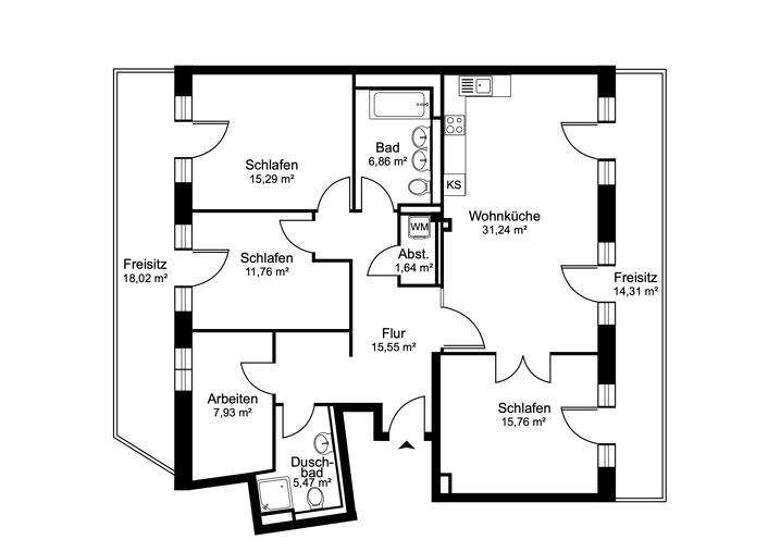 Wohnung zur Miete - Erstbezug 2.158 € 4,5 Zimmer 127,7 m² 5. Geschoss Pinneberg 25421