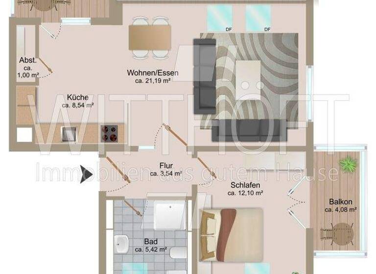 Wohnung zum Kauf 335.000 € 2 Zimmer 55,1 m² Garstedt Norderstedt 22848