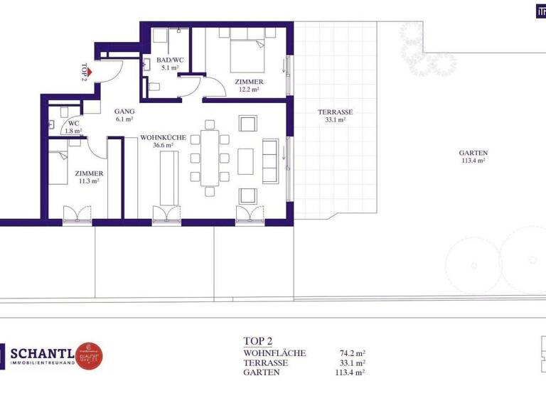 Wohnung zur Miete - Erstbezug 1.450 € 3 Zimmer 74,2 m² EG Mühlweg Wien 1210