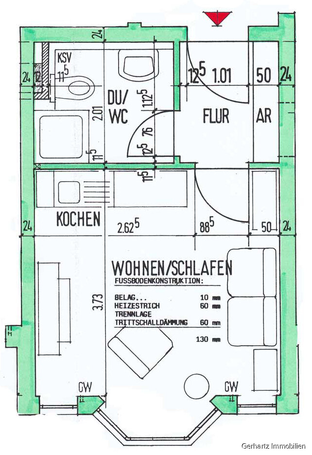 Wohnung zum Kauf 97.500 € 1 Zimmer 24 m²<br/>Wohnfläche 2.<br/>Geschoss Höhrer Straße 11 Vallendar Vallendar 56179