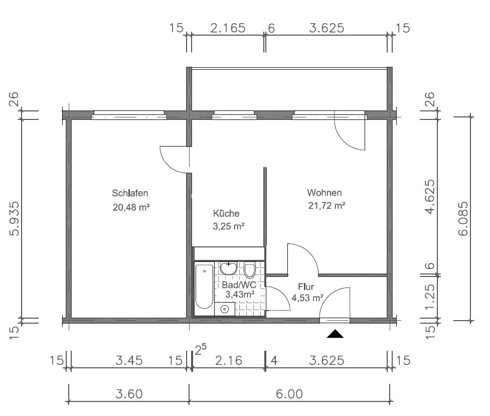 Wohnung zur Miete 320 € 2 Zimmer 56,5 m²<br/>Wohnfläche 1.<br/>Geschoss Jenaer Straße 4 Lusan - Saalfelder Straße Gera 07549