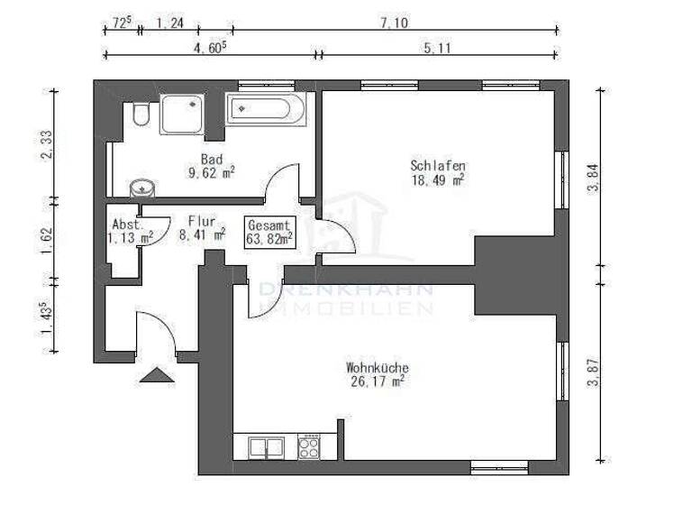 Wohnung zur Miete - Erstbezug 702 € 2 Zimmer 63,8 m² EG frei ab sofort Zum Bahnhof 15a Paulsstadt Schwerin 19053