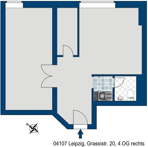 Bürofläche zur Miete provisionsfrei 655 € 2,5 Zimmer 48,5 m²<br/>Bürofläche Grassistr. 20 Zentrum - Süd Leipzig 04107