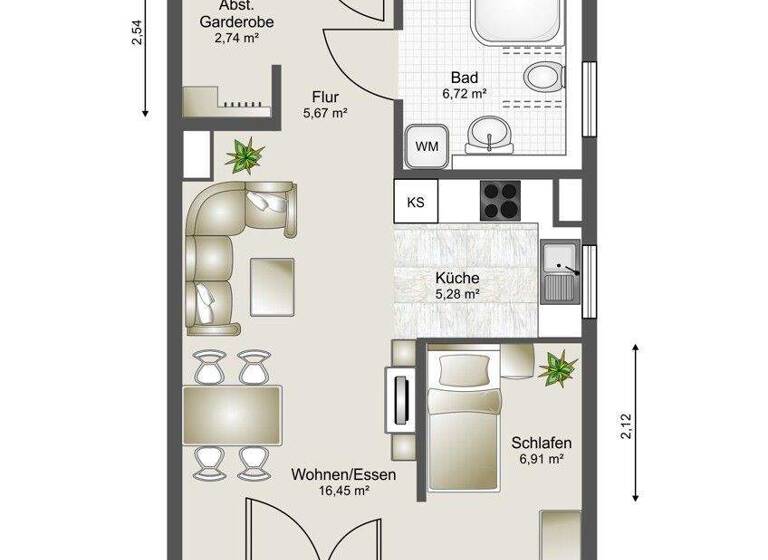 Wohnung zur Miete 680 € 2 Zimmer 46 m² 1. Geschoss frei ab 01.03.2026 Büchenau Bruchsal / Büchenau 76646
