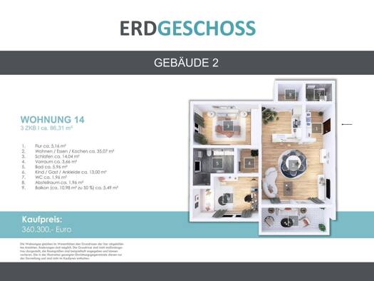 Wohnung zum Kauf - Erstbezug provisionsfrei 360.300 € 3 Zimmer 86,3 m² St Arnual Mitte 66119