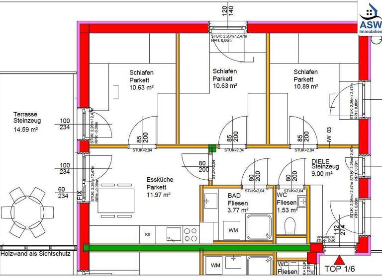 Wohnung zum Kauf 254.000 € 4 Zimmer 58,4 m² 1. Geschoss frei ab 01.08.2026 Hochsteingasse Geidorf Graz 8010
