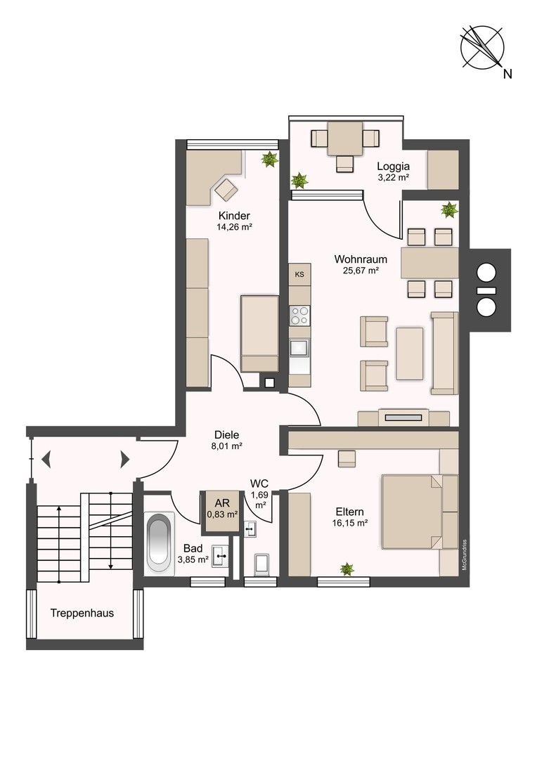 Wohnung zum Kauf provisionsfrei 245.000 € 3 Zimmer 74 m²<br/>Wohnfläche 4.<br/>Geschoss Planungsbezirk 123 Straubing 94315