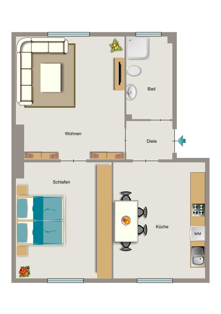 Wohnung zur Miete 435 € 2,5 Zimmer 50,5 m²<br/>Wohnfläche EG<br/>Geschoss 01.02.2025<br/>Verfügbarkeit Am Alfredspark 9 Holsterhausen Essen 45145