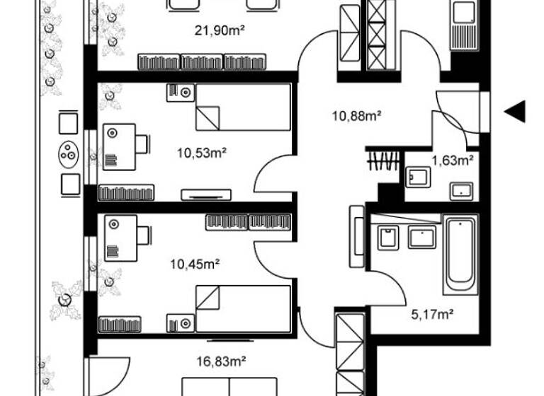 Wohnung zur Miete 1.050 € 4 Zimmer 93,9 m² 3. Geschoss frei ab 01.05.2026 Heinrich-Plett-Straße 1 Bonames Frankfurt am Main 60433