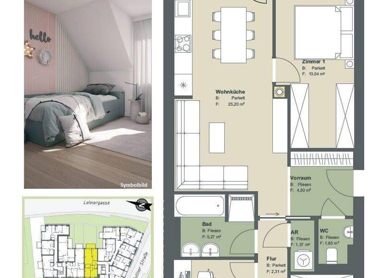 Wohnung zum Kauf provisionsfrei 374.500 € 4 Zimmer 76,8 m² Tullner Straße 6 Klosterneuburg 3400