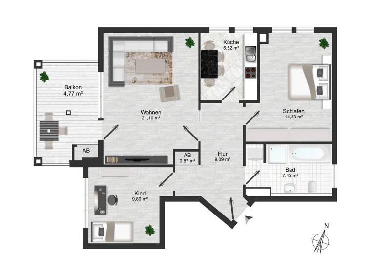 Wohnung zum Kauf 199.500 € 3 Zimmer 74 m² Eversten Oldenburg 26131
