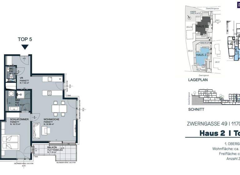 Terrassenwohnung zum Kauf - Erstbezug 597.878 € 2 Zimmer 65 m² Zwerngasse Wien 1170