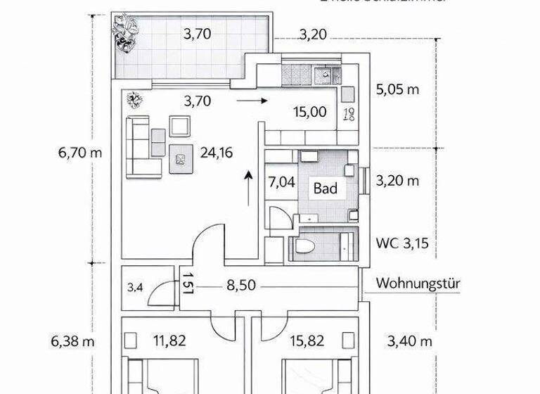 Wohnung zum Kauf provisionsfrei 379.000 € 3,5 Zimmer 90 m² EG Steinenbronn 71144